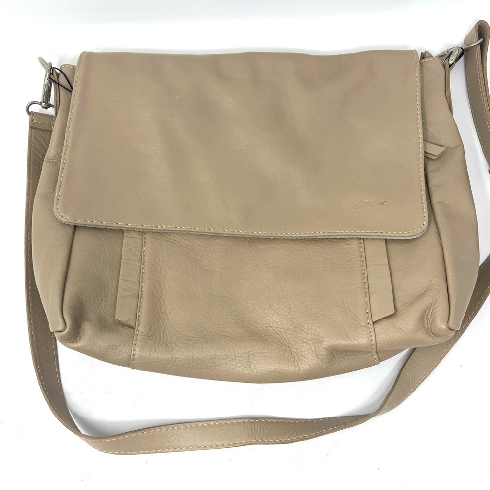 Handmade in Italy Genuine Leather Handbag Latte Tan Camel Large Many Pockets